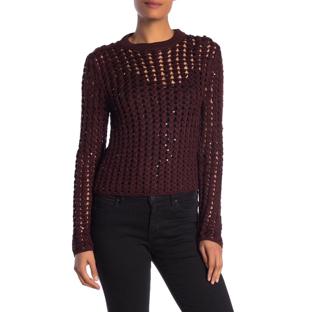Allsaints Alyse Embellished Sweater Aubergine Red